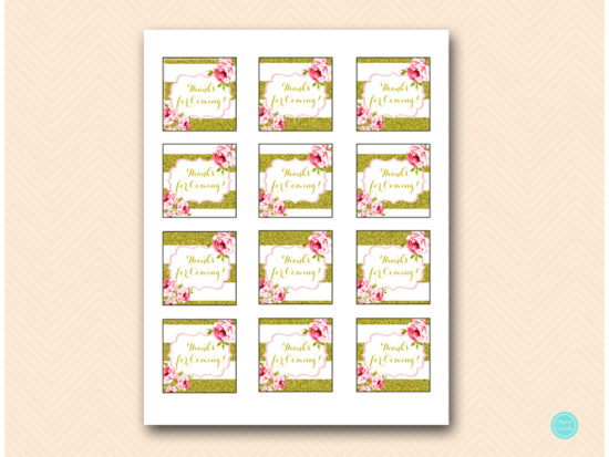 SN432-Thank-You-Tags gold and pink floral bridal shower favors baby shower thank you
