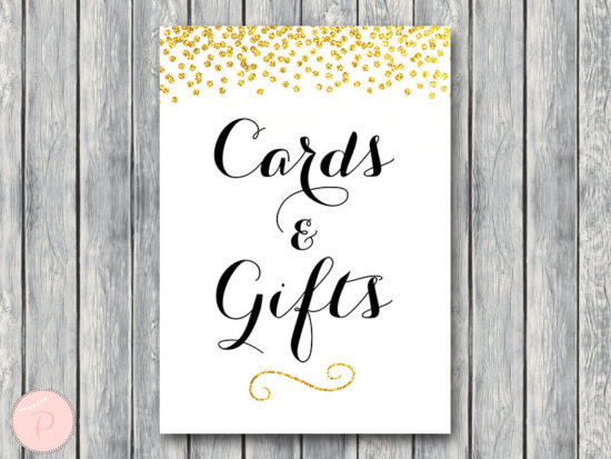 WD47c-Gold Cards and Gifts Sign, Download, Decoration