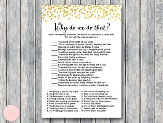 gold wedding shower game why do we do that bridal shower-wd47