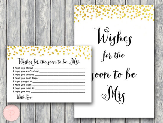 wishes for the soon to be mrs card gold bridal shower printable