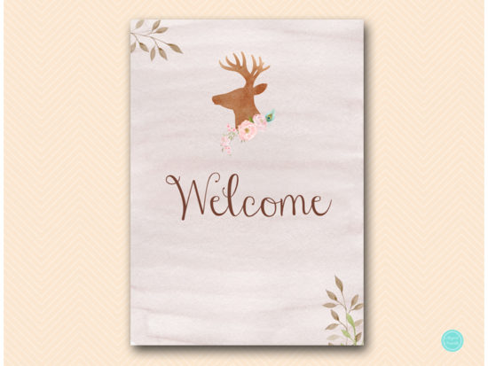 sn461-sign-welcome-deer-antler-woodland-bridal-shower