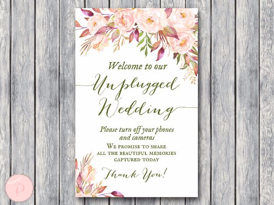 boho-floral-unplugged-wedding-sign
