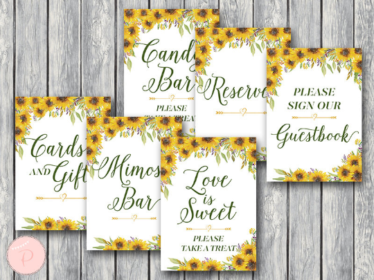 sunflower-summer-bridal-shower-table-signs-package
