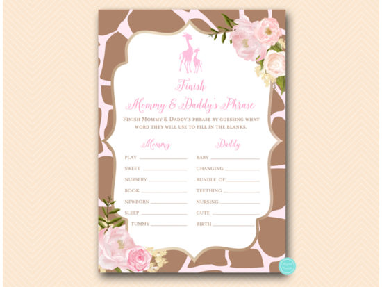 tlc563-finish-daddy-and-mommys-phrase-pink-giraffe-baby-shower-games