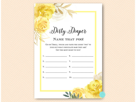 tlc574-dirty-diaper-yellow-floral-baby-shower-game-gender-neutral