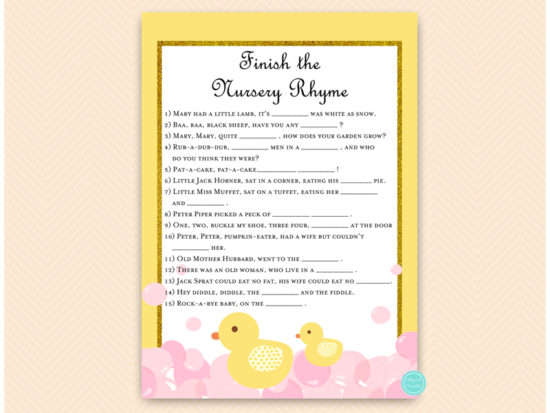 tlc574-nursery-rhyme-quiz-pink-girl-rubber-duck-baby-shower-game