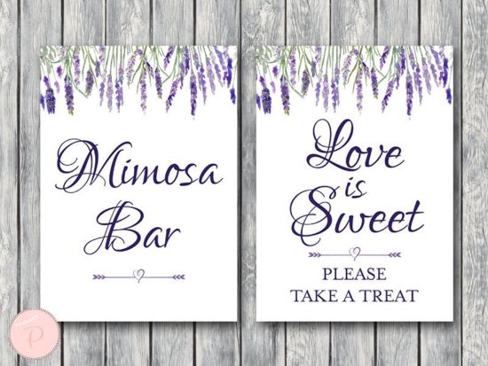 lavender-bridal-shower-table-signs-love-is-sweet-mimosa