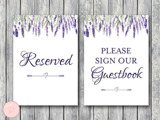 lavender-bridal-shower-table-signs-reserved-guestbook