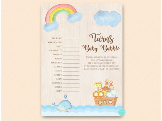 tlc631tw-twins-baby-babble-twins-noahs-ark-baby-shower-game