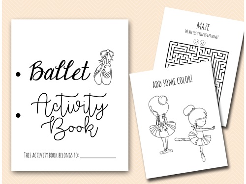  ballerina party activity and coloring book sheets