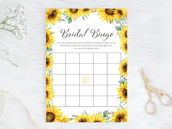 bingo-bridal-shower-sunflower-theme