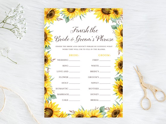 finish-bride-and-groom-phrase-sunflower-theme