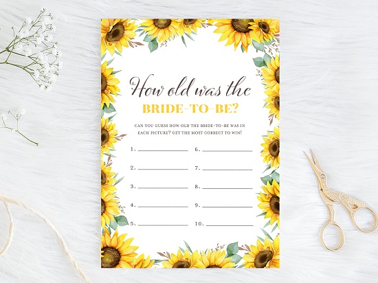 how-old-was-bride-sunflower-theme-bridal-shower