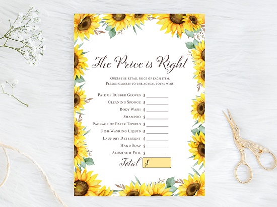 price-is-right-bridal-sunflower-theme-bridal-shower