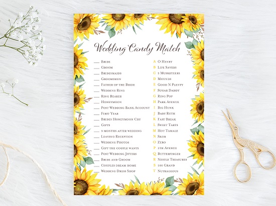 wedding-candy-match-sunflower-theme-bridal-shower