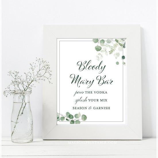 eucalyptus-greenery-wedding-table-signs-bloody-mary-bar-8x10