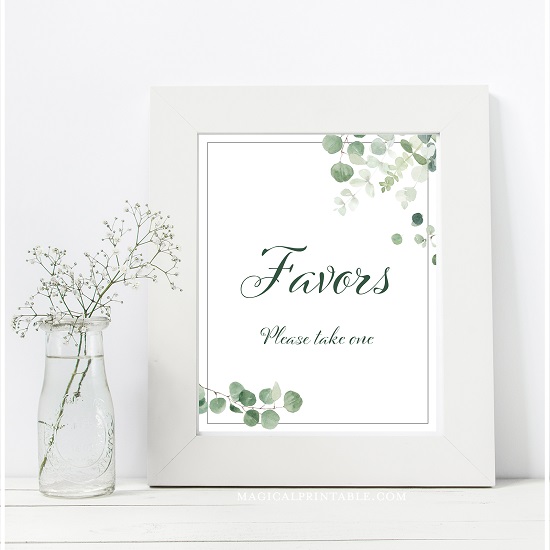 eucalyptus-greenery-wedding-table-signs-favors-please-take-one-8x10