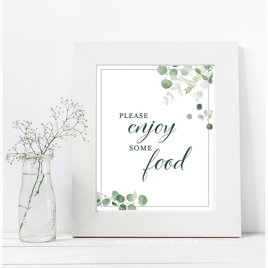 eucalyptus-greenery-wedding-table-signs-food-enjoy-8x10