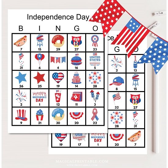 independence day bingo cards