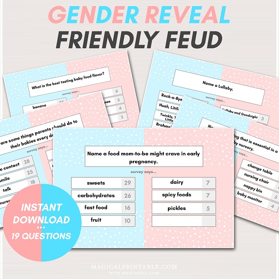 gender reveal friendly feud game