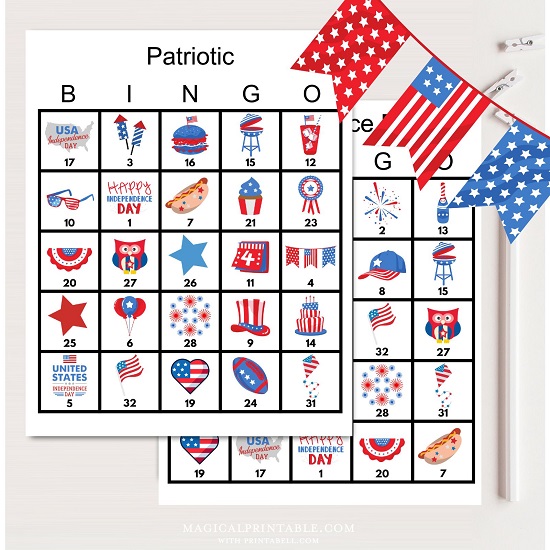 patriotic day bingo cards