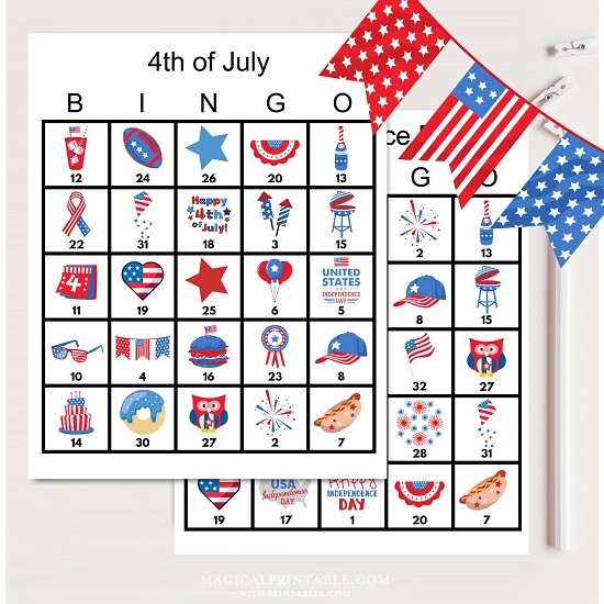 july 4th bingo cards
