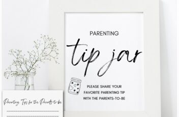 Minimalist Parenting Tip Jar Sign and Card
