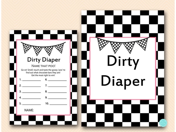 PINK dirty-diaper-sign-racing-car-baby-shower-game
