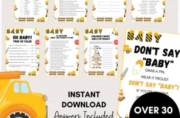 construction baby shower game bundle