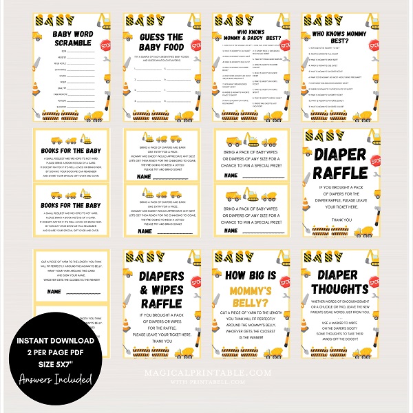 construction baby shower printable