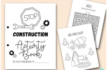 construction party coloring and activity printable