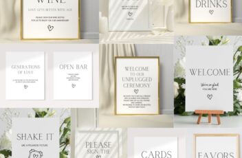 modern minimalist wedding signs