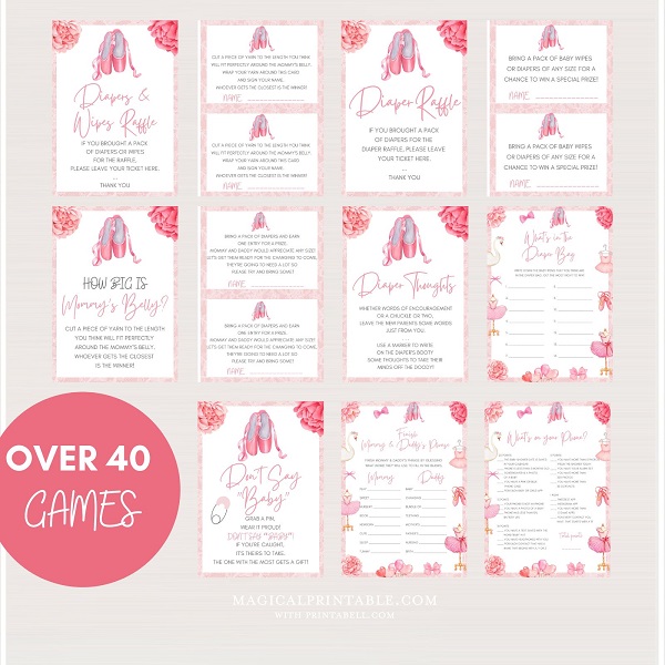 Ballerina Baby Shower Games Bundle – Printabell • Express