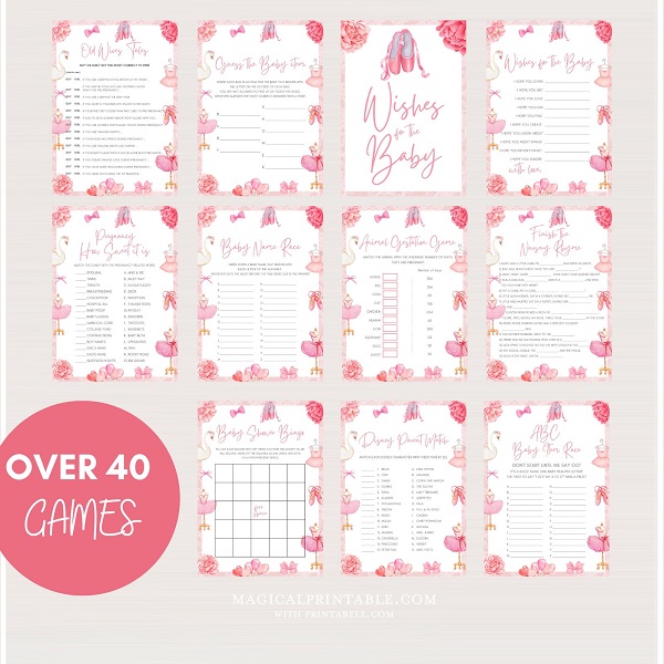 Ballerina Baby Shower Games Bundle – Printabell • Express