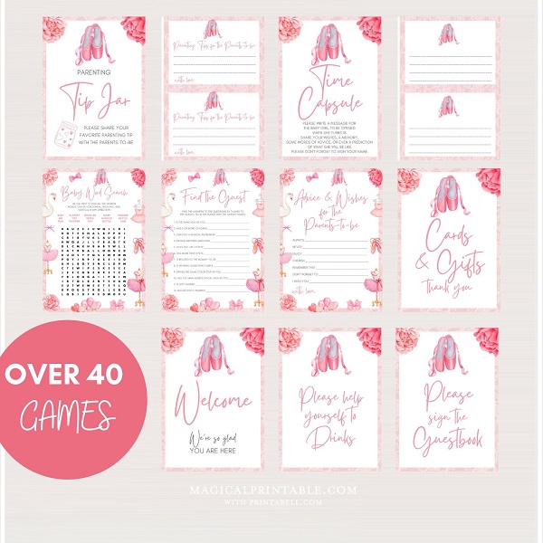 Ballerina Baby Shower Games Bundle – Printabell • Express