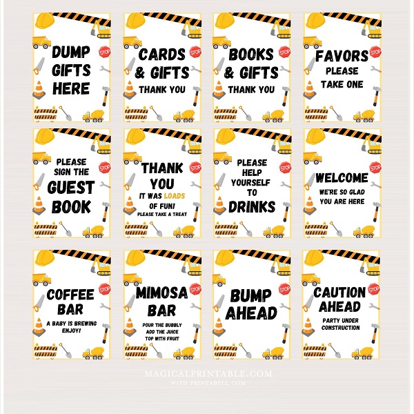 Construction Party printables