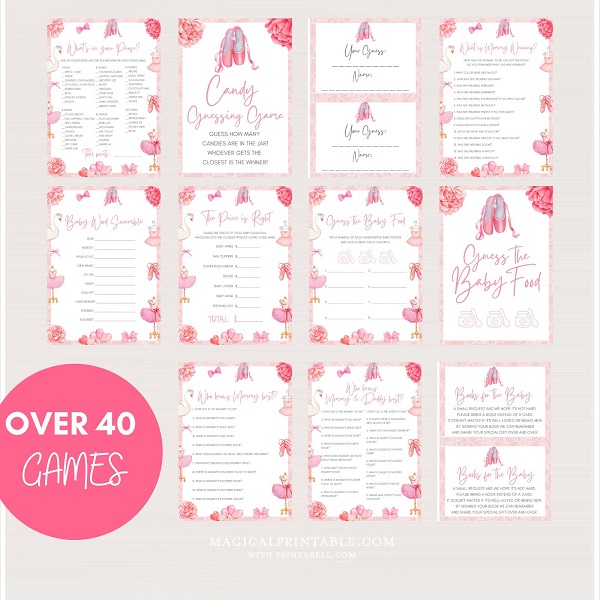 ballet theme baby shower game templates