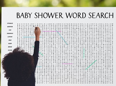 large baby shower word search printable