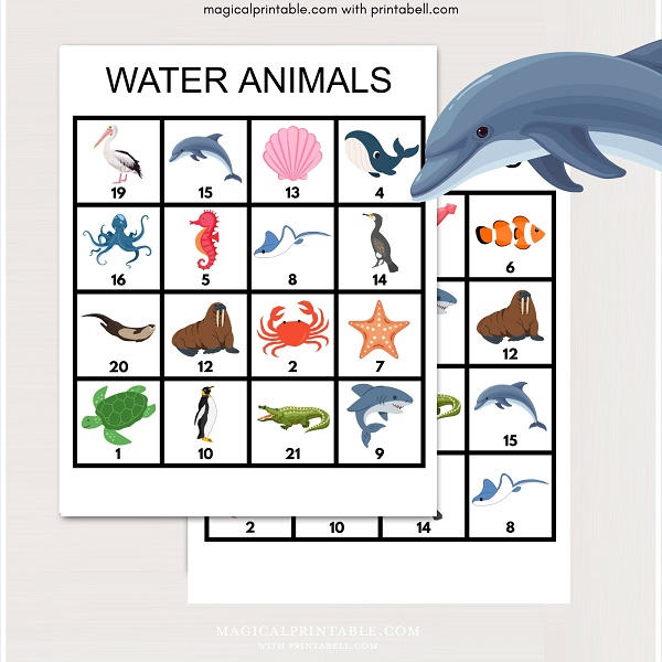 sea animals bingo cards