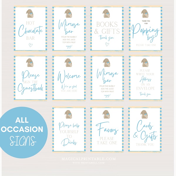 Blue Bunny Baby Shower Games templates