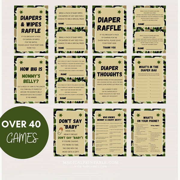 Camo baby shower games Package – Printabell • Express