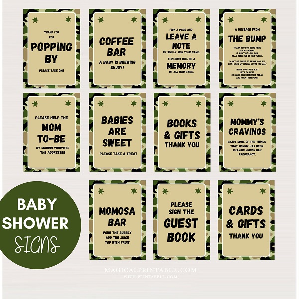 Camo baby shower games Package – Printabell • Express