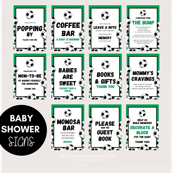 football soccer baby shower signs