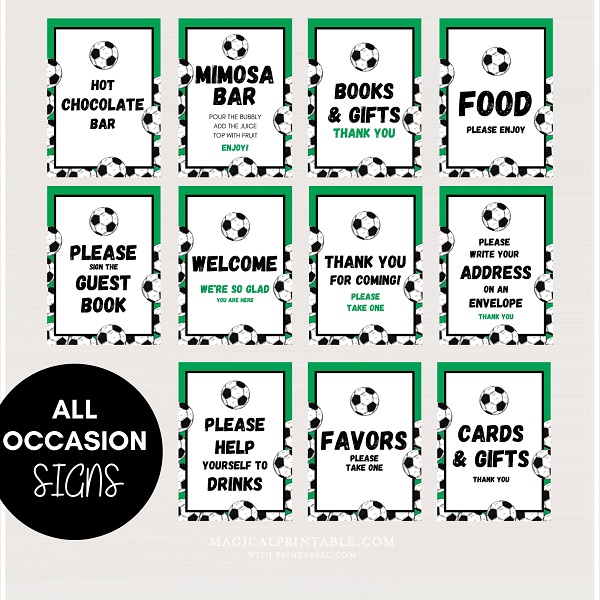 football soccer party signs