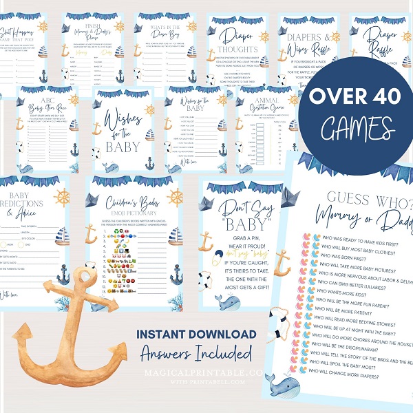 ahoy nautical baby shower games printable