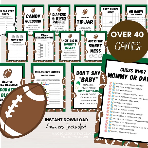 football baby shower game package