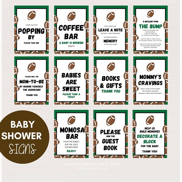football baby shower signs