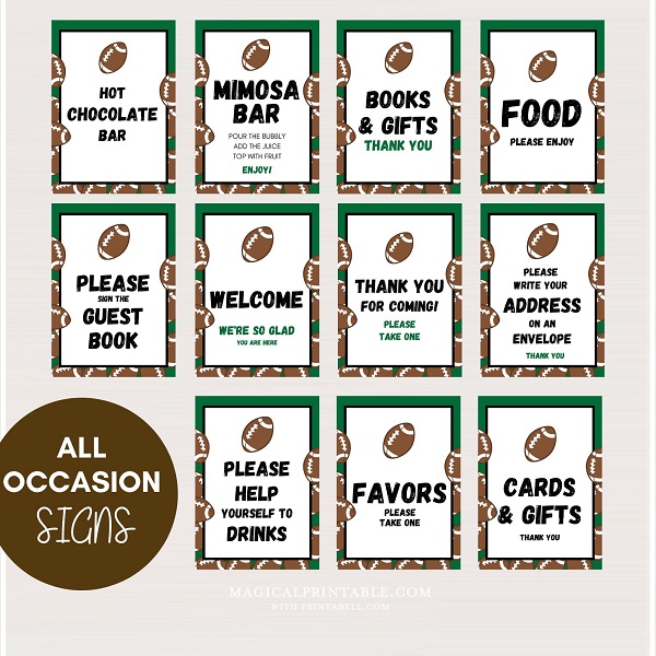 football themed baby shower game package