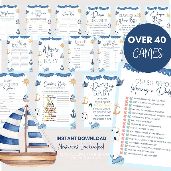 sailboat baby shower games printable