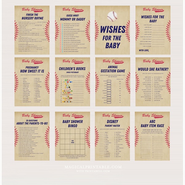 Baseball Baby Shower Games Bundle – Printabell • Express